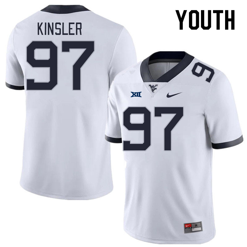 Youth #97 Elijah Kinsler West Virginia Mountaineers College Football Jerseys Stitched Sale-White